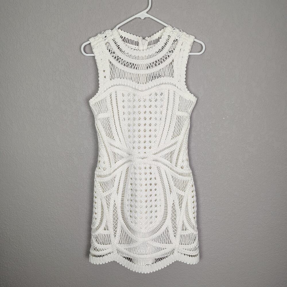 SIMKHAI Coen Crewneck Mini Dress in White Size 0 - Picture 2 of 14